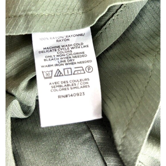 New Loft Army Green Size XL Boho Top Short Sleeve Babydoll Blouse Square Neck U4 - Picture 12 of 12